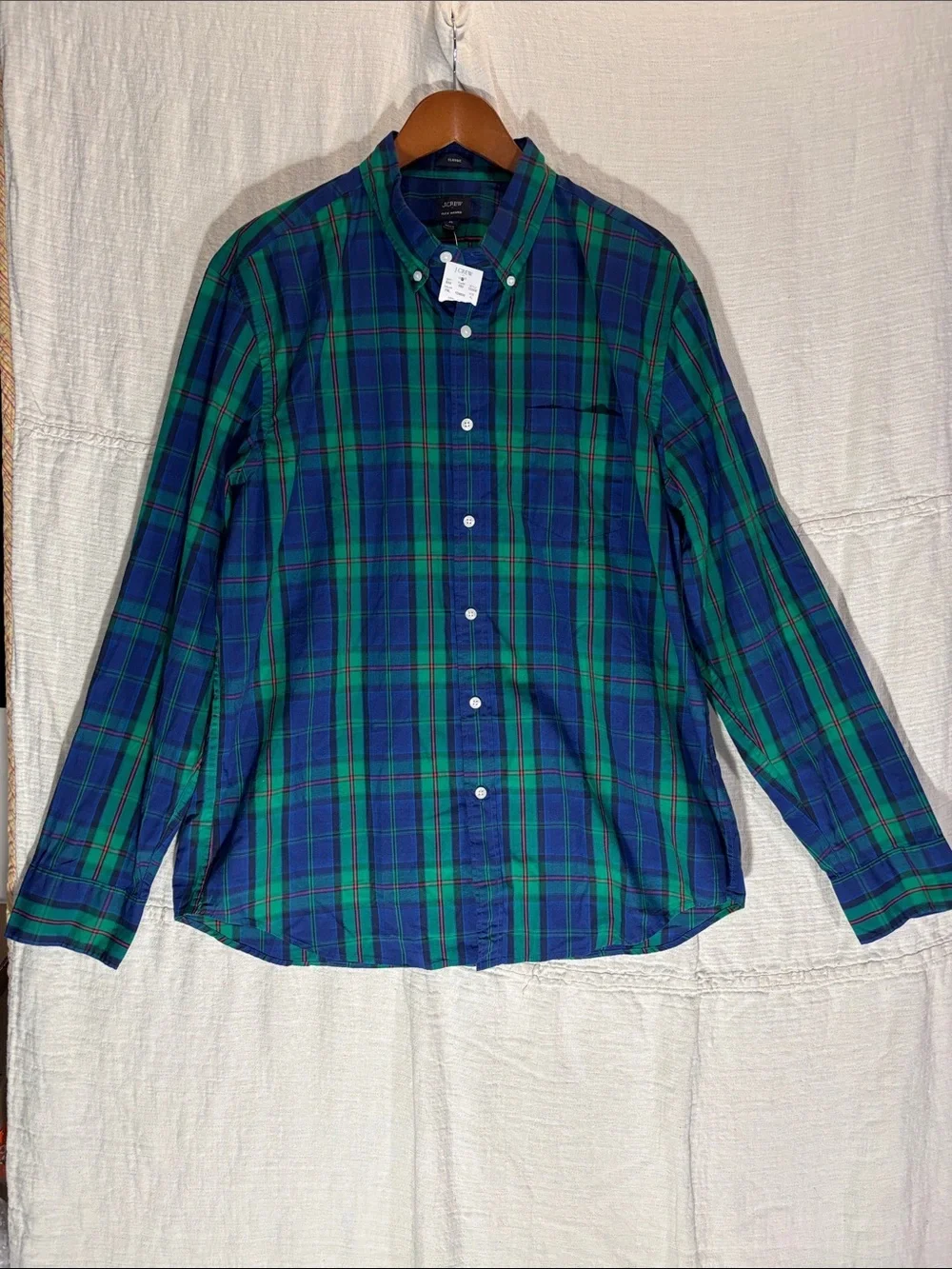 NWT J. Crew Men’s XL Classic Fit Flex Washed Tartan Plaid Button-Down Shirt